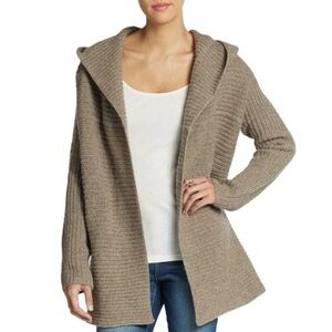 Vince Wool Blend Open Sweater Cardigan in Oatmeal Beige